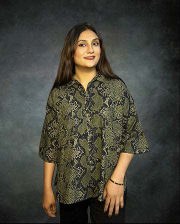 Olive Python Print Shirt